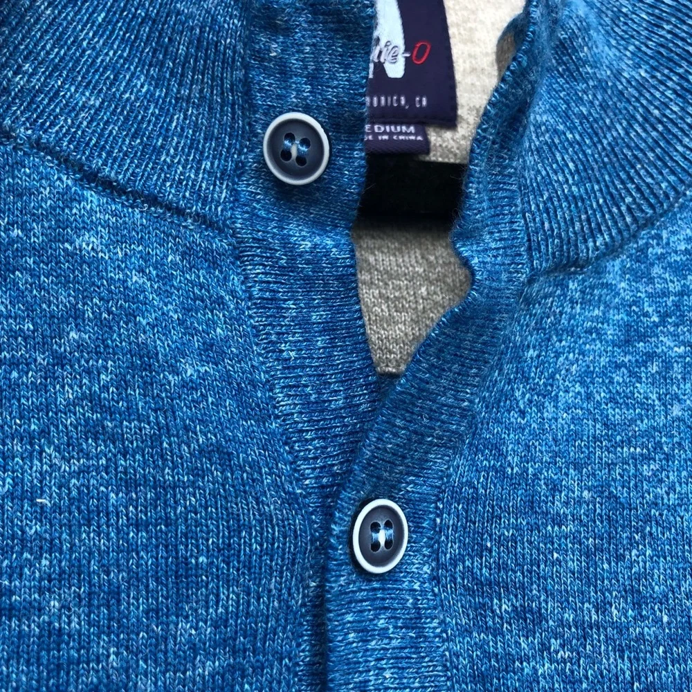 Johnnie-O Ash Cotton & Linen Henley Sweater Oceanside Blue M